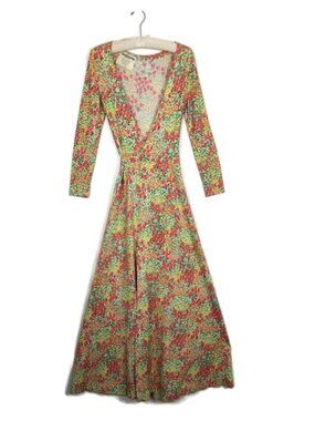 Vintage Diane von Furstenberg DVF Floral Wrap Maxi Dress Made in Italy Size 8